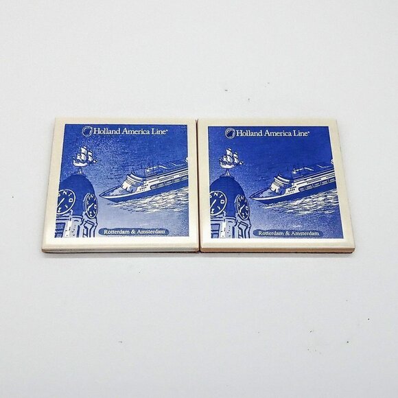 Holland America Lines Ceramic Cork Coasters NIB - Picture 4 of 5